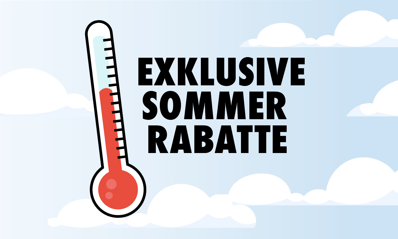 Ein Thermometer mit dem Text Exklusive Sommer Rabatte.