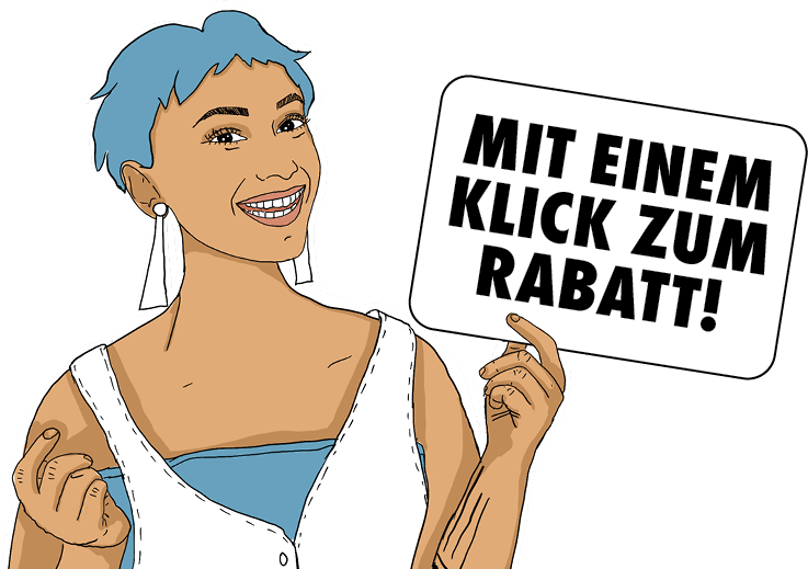 Frau, die ein Schild hoch hält.