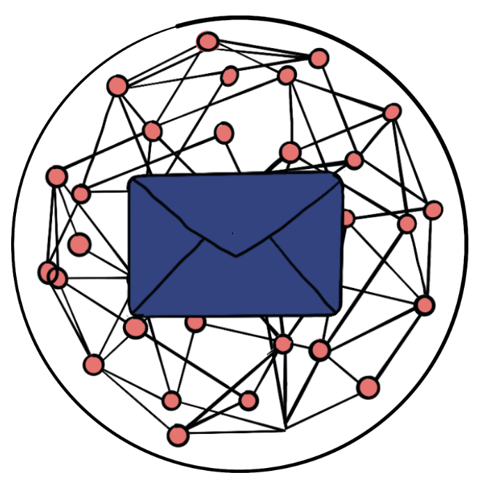 Brief vor einem Netzwerk