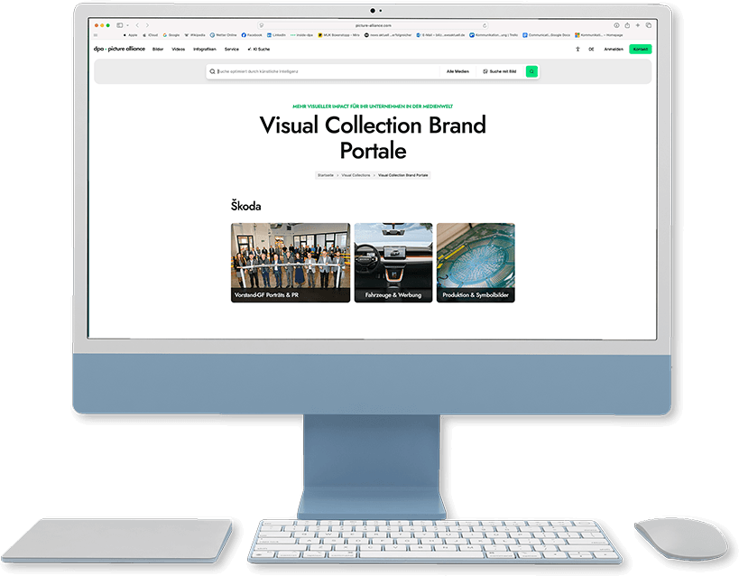 Ein Computer, der auf dem Bildschirm die Visual Collections Website zeigt.